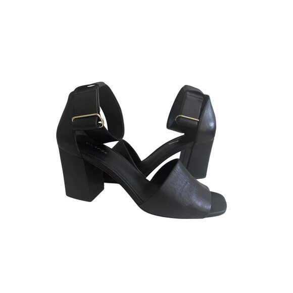 VIA SPIGA Black Leather Ankle Strap Sandals Heels Size 7.5 - Picture 2 of 12